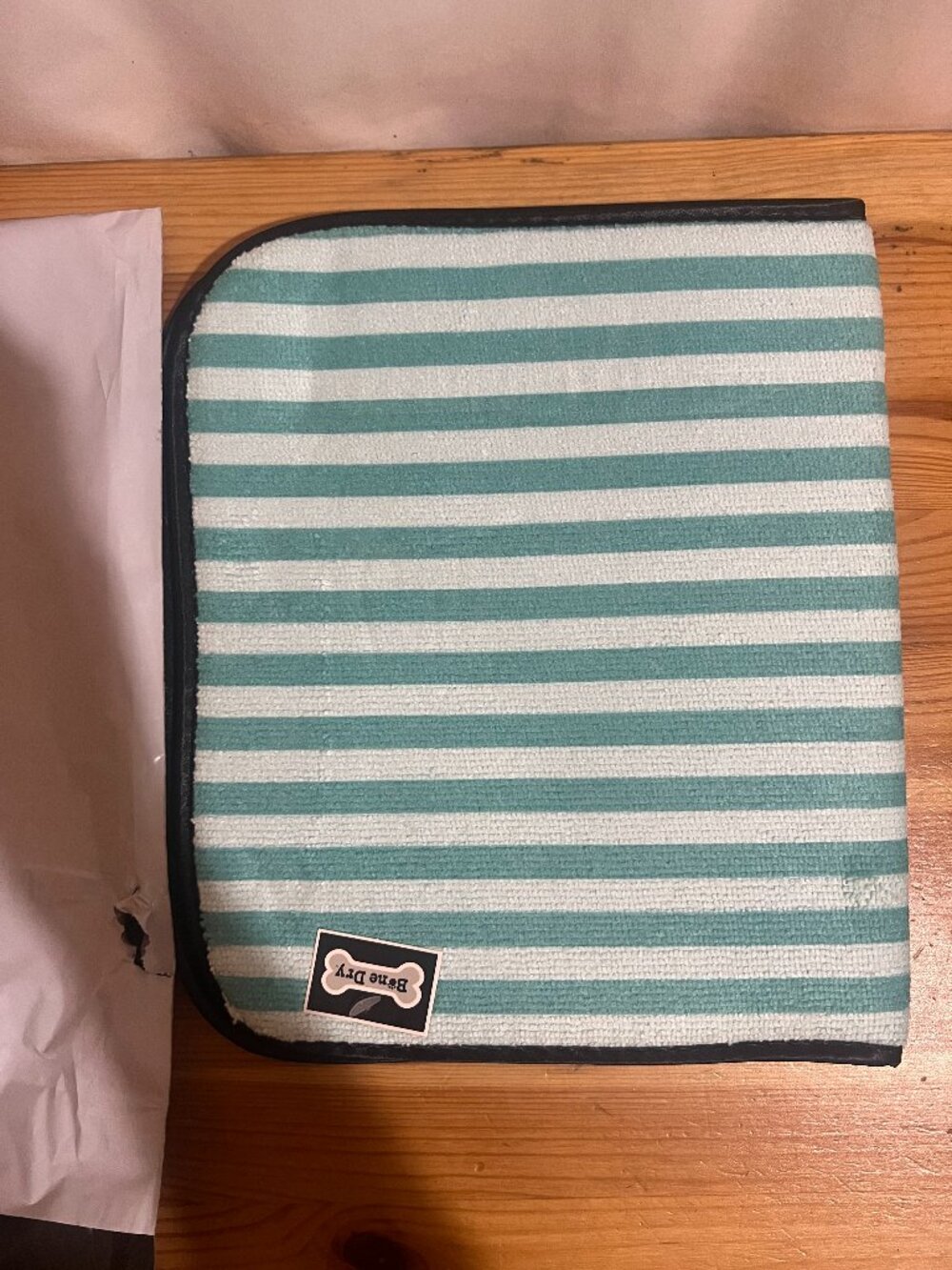 GREEN STRIPE EMBROIDERED PAW PET MAT SMALL Brand New $12